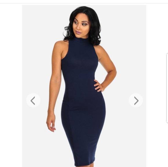 Dresses & Skirts - Navy Sleeveless Mock Neck Midi Dress